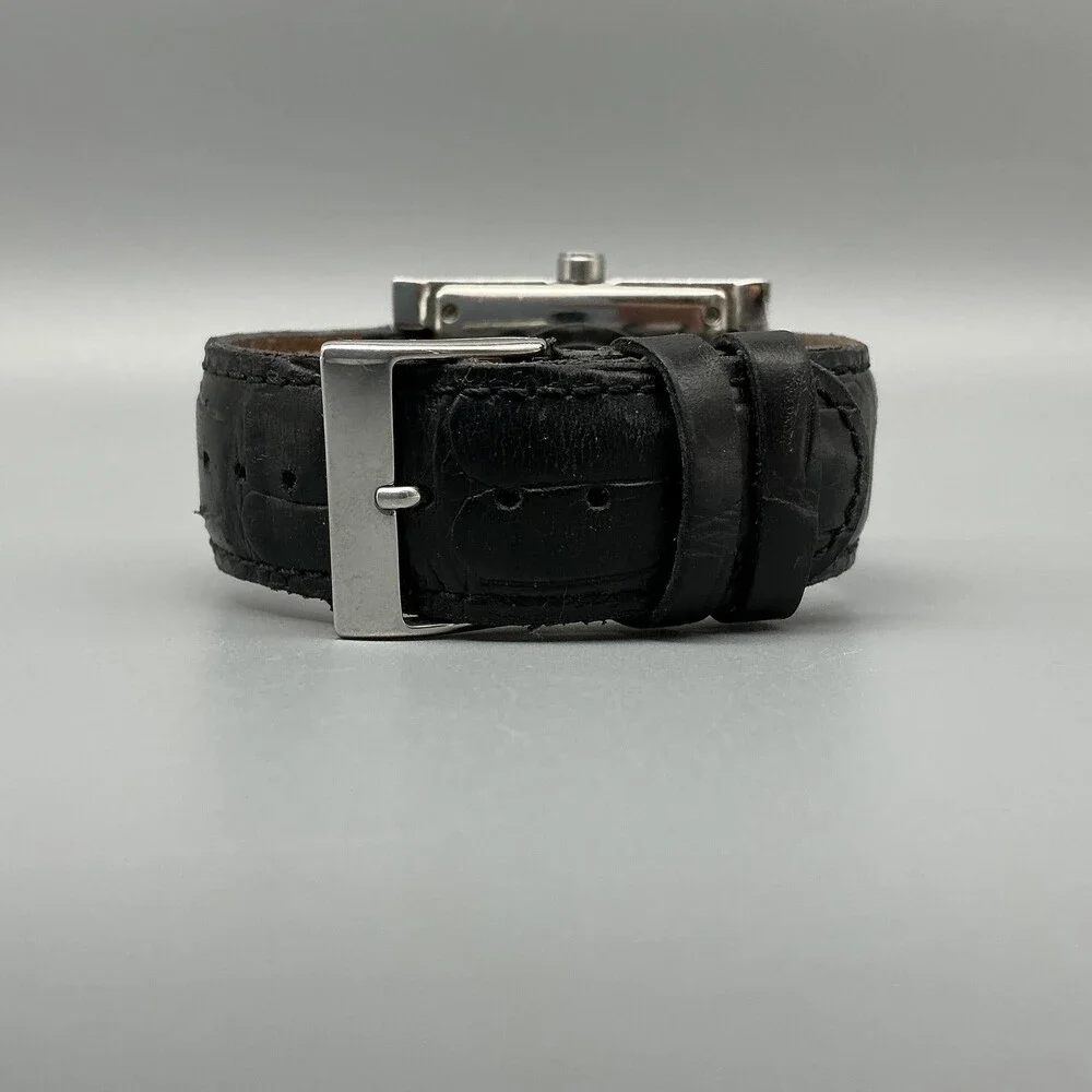 Guess G85569G Mens Watch 35mm Black Dial Leather Stainless Day Date New Battery